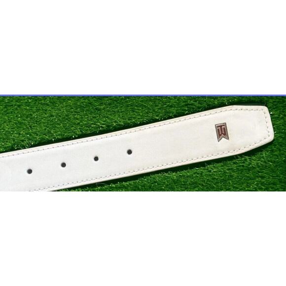 Nike Tiger Woods Mesh G-Flex White PGA Golf Tour Leather Belt Mens Size 42 NEW - Picture 4 of 12